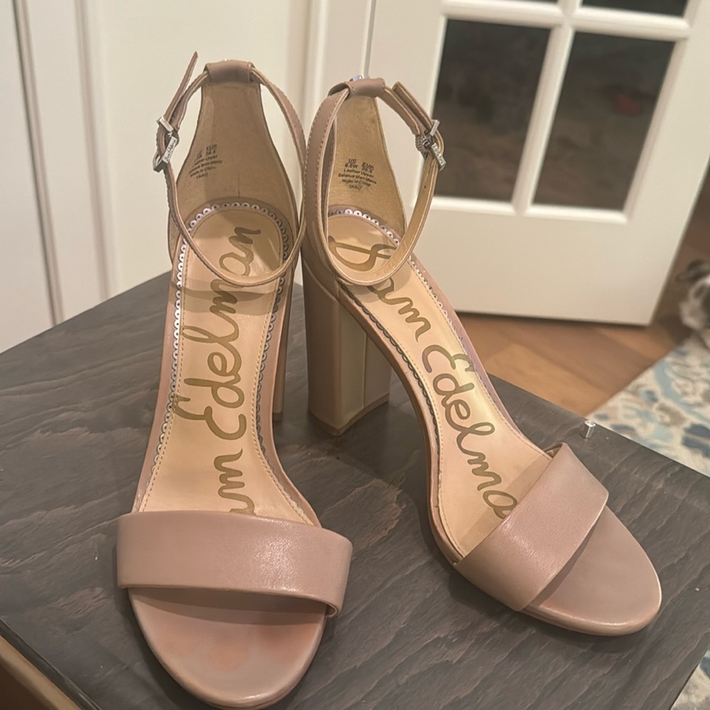 Sam Edelman Nude Ankle Strap heels.